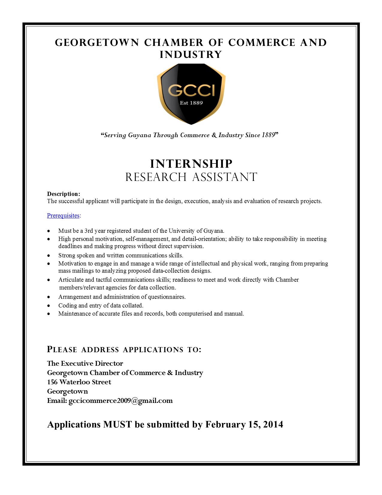 Internship Flyer – Georgetown Chamber of Commerce & Industry