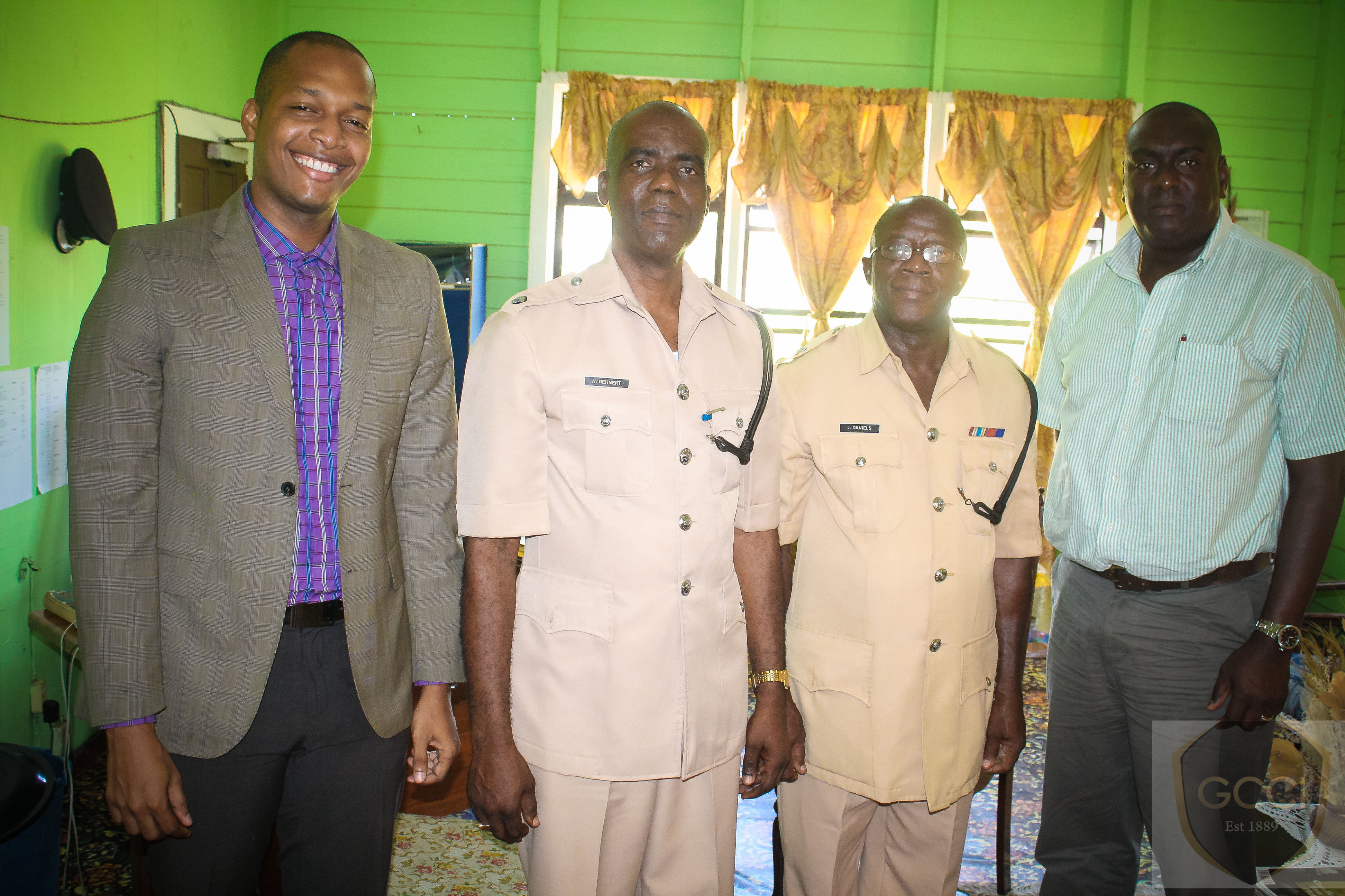 Members of the Georgetown Chamber of Commerce & Industry, meeting with the Traffic Chief, Superintendent of Police, Mr. Hugh Dehnert and Mr. J. Daniels
