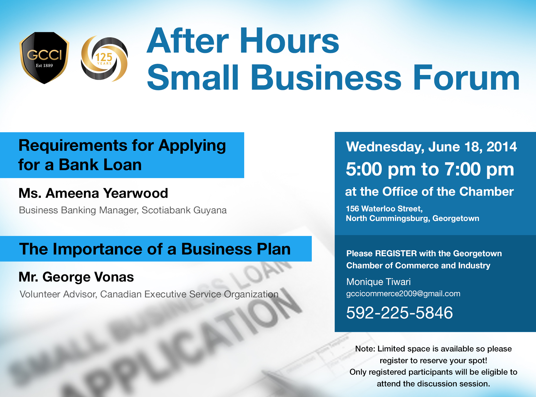 After Hours Small Business Forum – June 18, 2014 at 5:00 p.m. at the GCCI