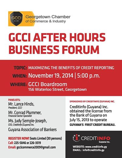 After Hours Business Forum – Maximizing the Benefits of Credit Reporting – November 19, 2014