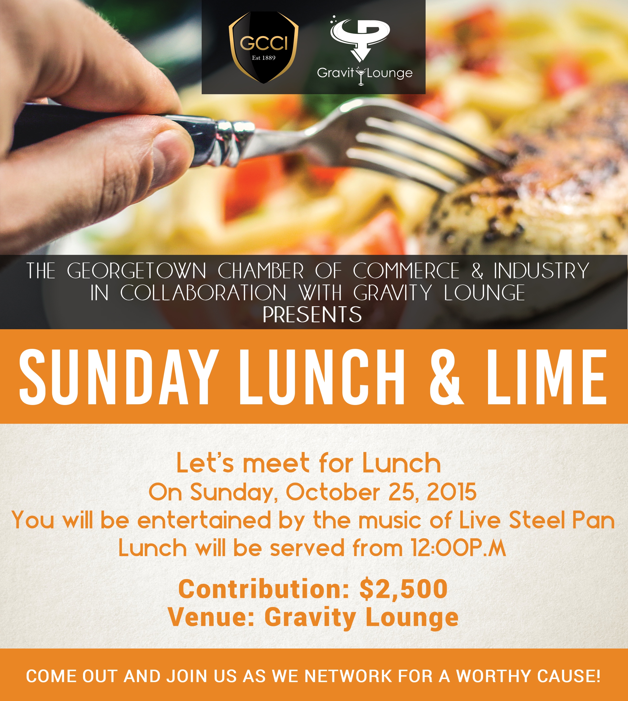 GCCI in collaboration with Gravity Lounge presents Sunday Lunch and Lime- October 25, 2015