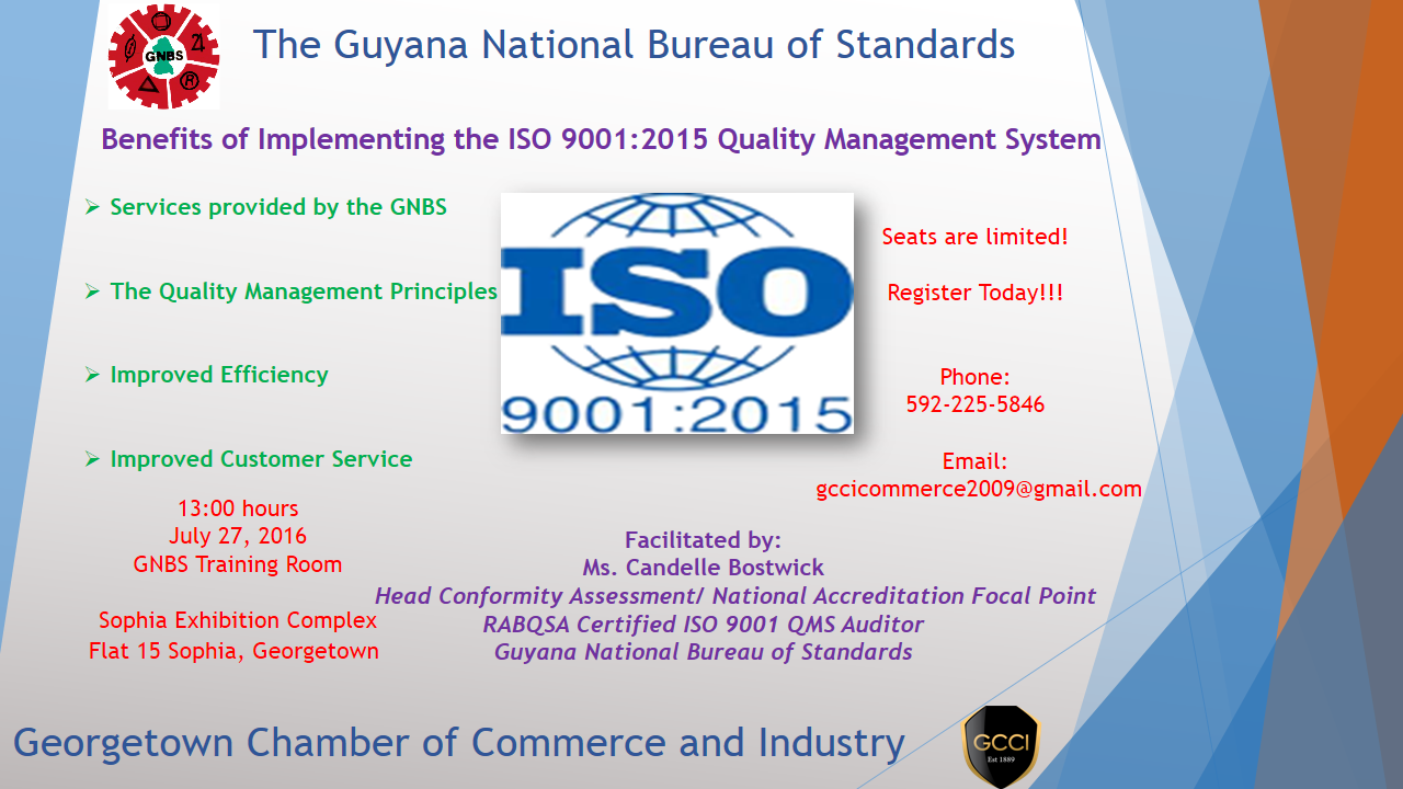 Register for GNBS and GCCI Information Seminar on The Benefits of ISO 9001:2015