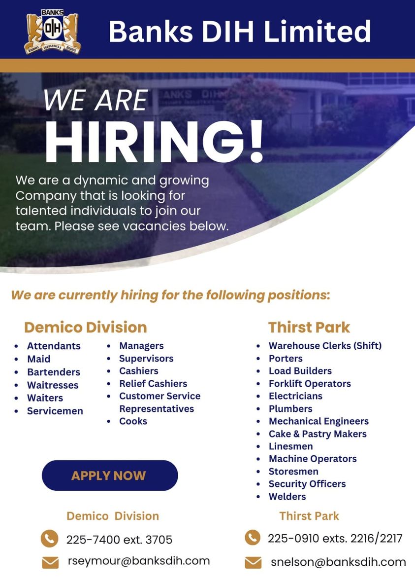 Banks DIH has several openings! Send in an application today!