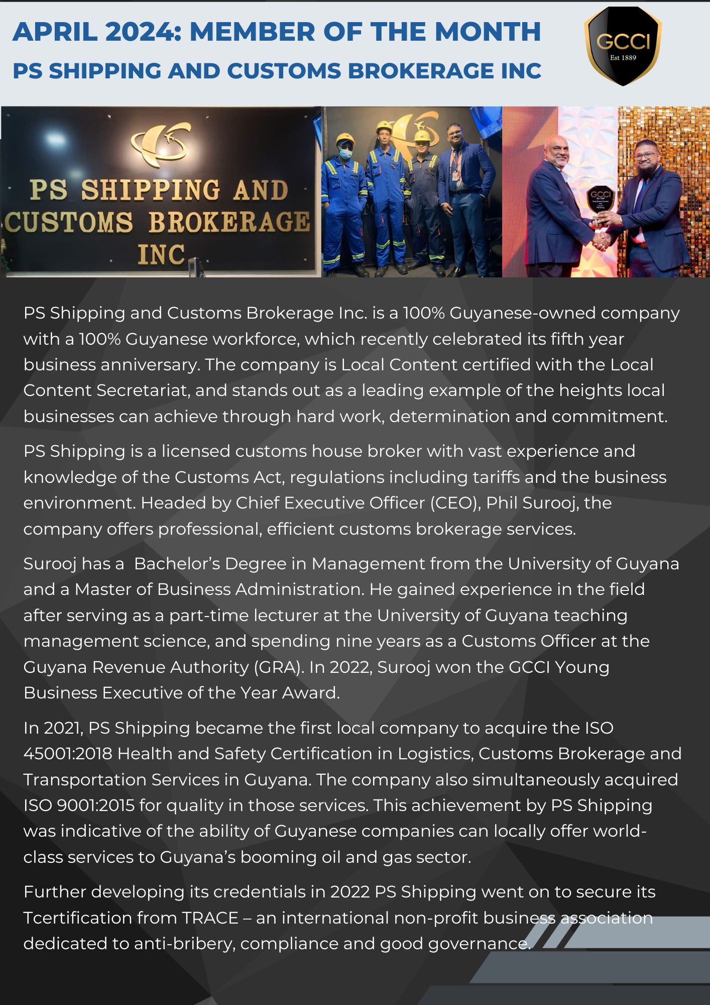 GCCI April 2024 Member of the Month: PS Shipping and Customs Brokerage Inc