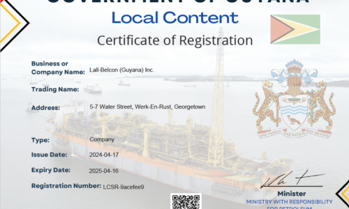Lall-Belcon (Guyana) Inc attains Local Content Certification