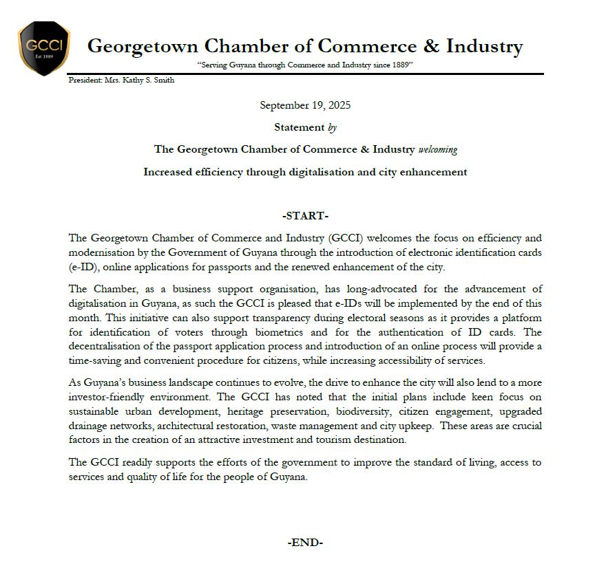 Statement welcoming increased efficiency through digitalisation and city enhancement